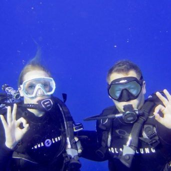 a man swimming in the water