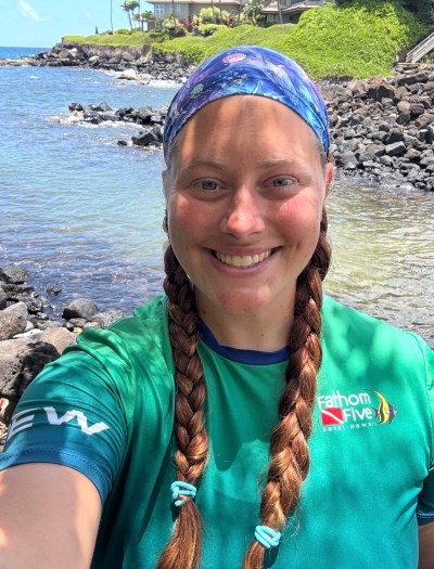 a close up of a person in the water